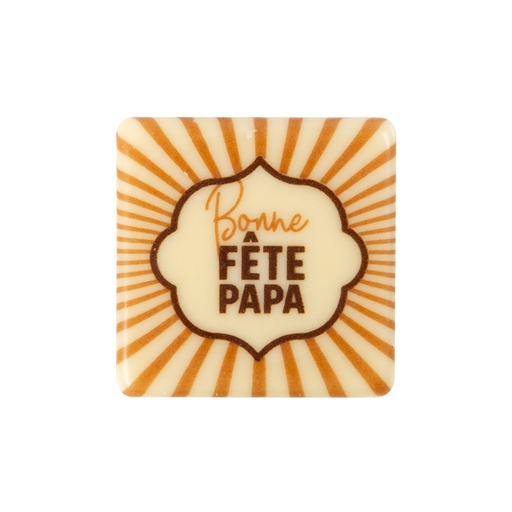 [08054547] 2011043 VIERKANT PLAAT BONNE FÊTE PAPA 38MM CHOCOLADE 120 STUKS ***S/CD***