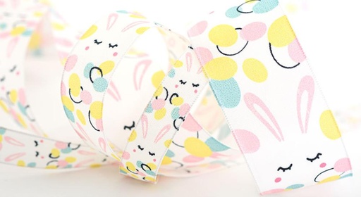 [60700076] RUBAN IMPRIMÉ LAITONNÉ "LAPINOU" 15MM X 20M