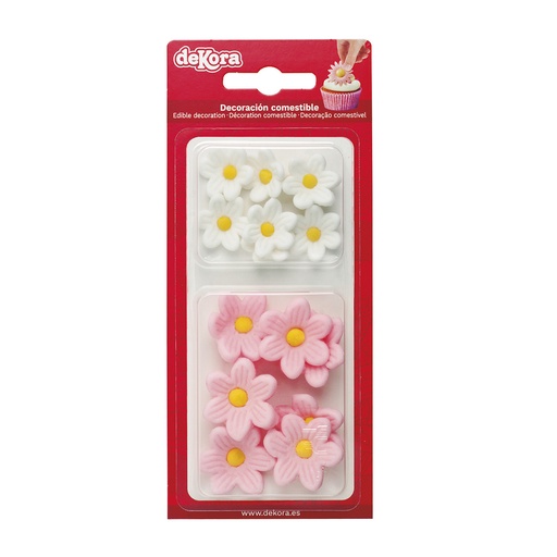 [08041094] 7 MARGUERITES BLANCHES ET 7 ROSESEN SUCRE