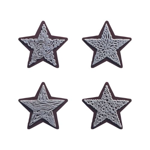 [08058050] 088216 PCB STARS CN WITH FINESSE RELIEF 4 DESIGNS 3.6X3.5CM 144PCS ***S/CDE***