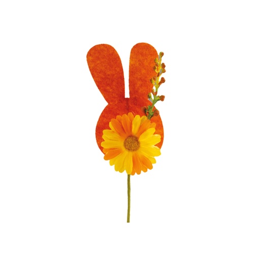 [61700532] PIQUET GERBERA ET LAPIN ORANGE H10CM 10PCS