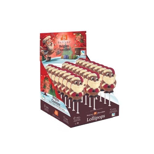 [15030686] SUCETTE CHOCOLAT PERE NOEL AVEC BONNET ROUGE LAIT COLORE 24X25GR