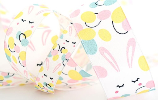 [60700078] *FF*RUBAN IMPRIMÉ LAITONNÉ "LAPINOU" 25MM X 20M