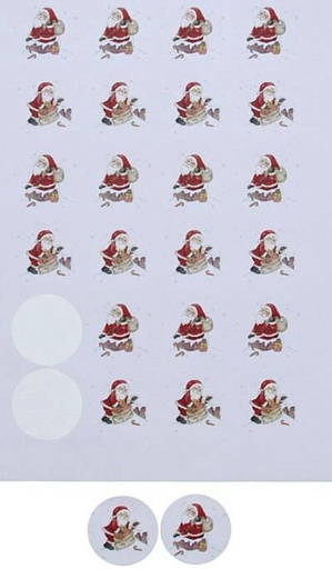 [60700551] JAKU SANTA CLAUS STICKER PM 40MM SHEET OF 24 PCES