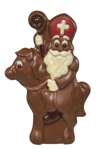 [15030604] KLEURRIJKE SINT-NICHOLAS-HOL TE PAARD 17CM 4 X 130GR