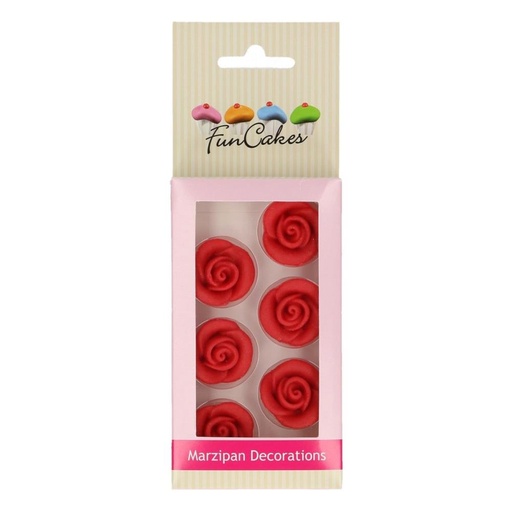 [08053256] FUNCAKES MARSEPEIN DECORATIE ROZEN ROZE 6 STUKKEN