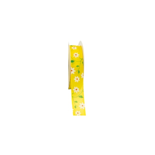[61700549] YELLOW RIBBON WITH FLOWERS 25MMX25M