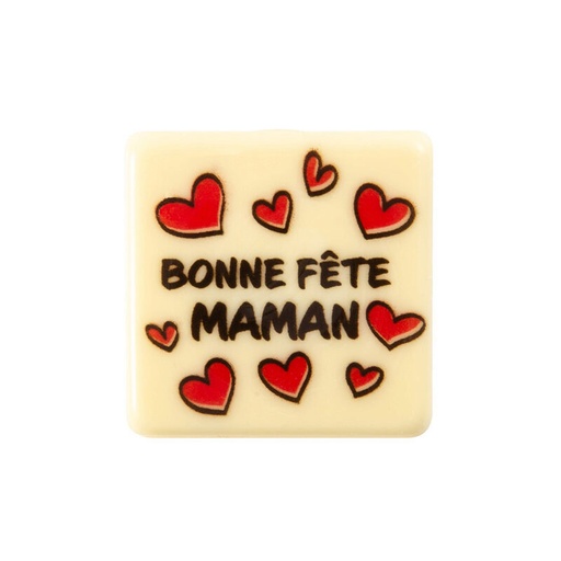 [08053948] 2011087 PLAQUETTE BONNE FETE MAMAN 3CM CHOCOLAT BLANC 120 PCES