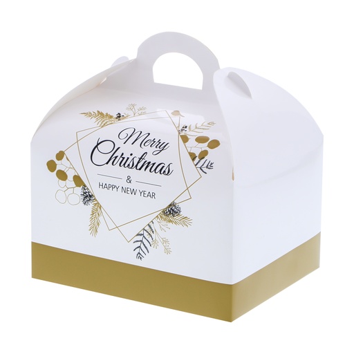 [62230146] DOOS MET HANDVAT 500GR MERRY CHRISTMAS & 
HAPPY NEW YEAR 10X8XH11CM