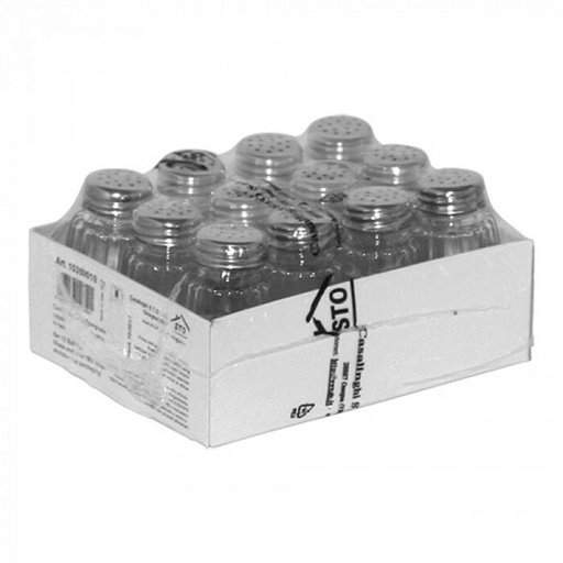 [57660569] 8CM GLASS SALT SHAKER STAINLESS STEEL CAP 15 HOLES