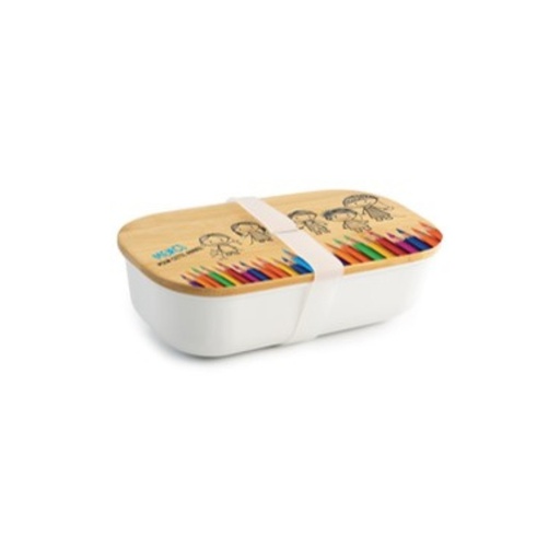 [61700536] WITTE LUNCHBOX HOUTEN DEKSEL SCHOOL 21X11.5CM H6CM