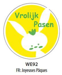 [70407878] YELLOW ADHESIVE LABELS "HAPPY EASTER" ROLL OF 500 LABELS