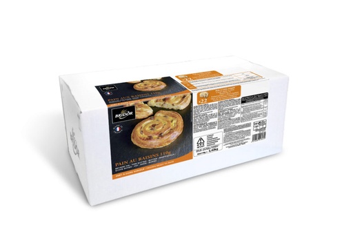 [02100451] ❄️BRIDOR 32422 ROZIJNENBROODJE 110G ROOMBOTER KLAAR OM TE BAKKEN 22 STUKKEN = DOOS
