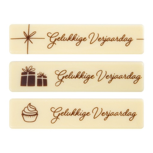 [08054900] 2067002 PLAATJE GELUKKIGE VERJAARDAG 10X2,2CM 60PCS ***OP/ORDER***