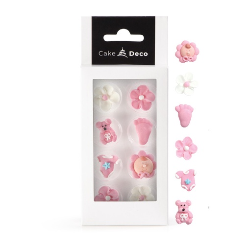 [14030367] 1039312 SUJET EN SUCRE BEBE ROSE 2.5CM BLISTER DE 8SUJETS ***S/CD***