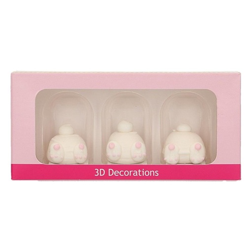 [08053280] FUNCAKES SUIKERDECORATIE 3D KONIJNTJES 3 STUKKEN =