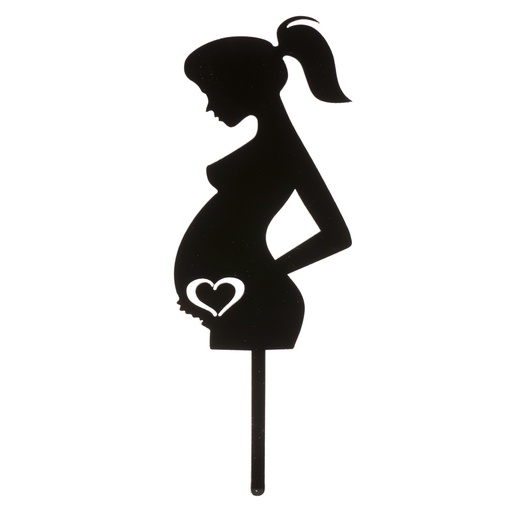 [08041086] BLACK PREGNANT WOMAN CAKE TOPPER 160X60MM