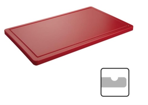 [50706073] CATERCHEF PLANCHE POLY GN1/1 ROUGE 53X32.5X2CM A/RIGOLE