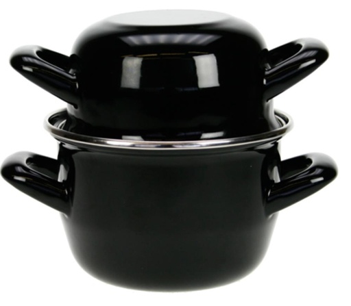 [57658356] CASSEROLE MOULES NOIRE 12CM 0.9L 0.5KG A/COUVERCLE BOMBE