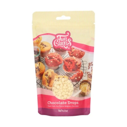[08053383] FUNCAKES WHITE BAKING CHOCOLATE DROPS 350GR