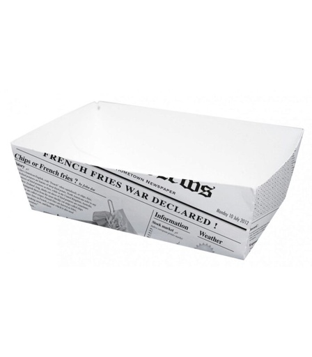[25101015] CARDBOARD TRAY NEWSPAPER PRINT 150X90X50MM PACK OF 100PCS
