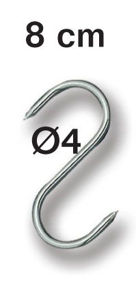 [50403202] FISCHER STAINLESS STEEL HOOK 8CM ⌀ 4 MAX WEIGHT 45KG