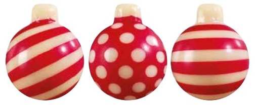 [08056733] 060486 PCB BOULES DE NOËL CB CANDY 3 DESIGNS 3,7X3CM 72PCES ***S/CD***