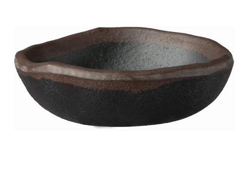 [60252185] APS MARONE RONDE MELAMINE SALADEKOM 8.5XH2.5CM ZWART BRUINE RAND