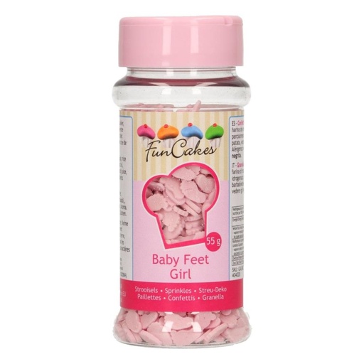 [08053220] FUNCAKES MIX DECORATION EN SUCRE PIED DE BEBE FILLE 55GR