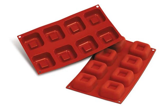 [70408239] SILIKOMART SF082 MOULE 8 GRANDS SAVARINS CARRÉS 65X65 HT 26 MM 73ML ANTI-ADHESIF GN1/3 -50° À 250