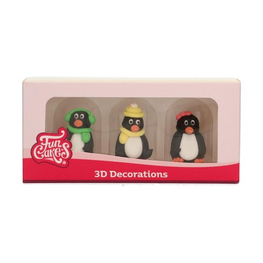 [08053155] FUNCAKES 3D KERST PINGUÏN SUIKER FIGUREN 3 STUKS