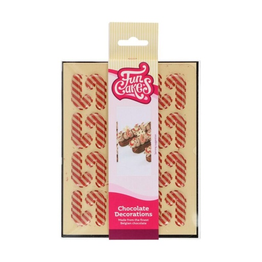 [08053661] FUNCAKES CANDY CANE 3X2CM IN CHOCOLATE 24 PIECES