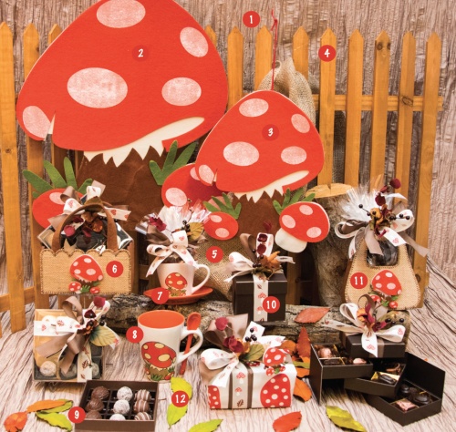 [61100029] PANIER EN JUTE CONIQUE DECOR CHAMPIGNON 15X15X7CM= PIECE