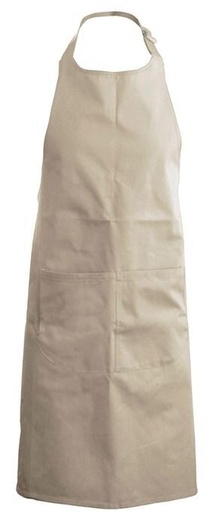 [53141044] KARIBAN APRON BIB + POCKET BEIGE H90XL71CM POLYESTER/COTTON