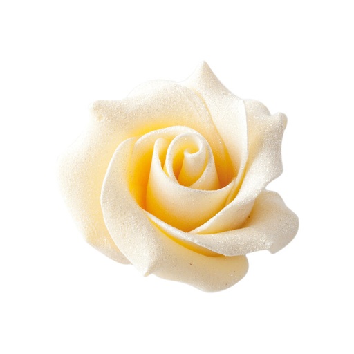 [08054350] 1012290 /77790 ROSE BLANCHE 3D CHOCOLAT Ø 30MM 45MM 15 PCES ***S/CDE***