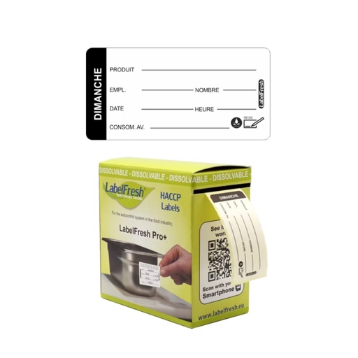 [55090927] LABELFRESH PRO 250 ETIQUETTES HYDROSOLUBLES 3X6CM DIMANCHE