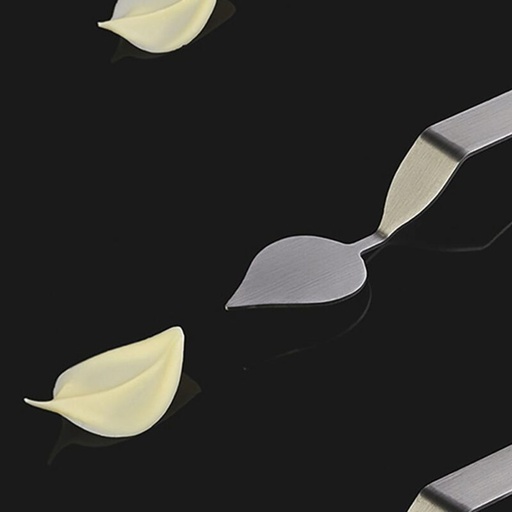 [70408800] STAINLESS STEEL SPOON DECORATED WITH LARGE LEAF "L" 60X44MM