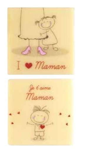 [08057181] 061359 PCB CARRÉS CB JE T AIME MAMAN 2 DESIGNS 3,5CM 240PCES ***S/CD***