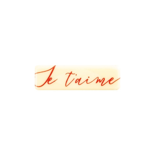[08053861] 2068043 PLAQUETTE JE T AIME ROUGE 45X13MM CHOCOLAT BLANC 150 PCES ***S/CD***