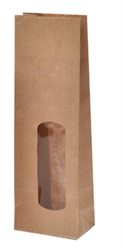 [60171870] KRAFT BAG WITH WINDOW 80 X 50 X 240MM 100PCS