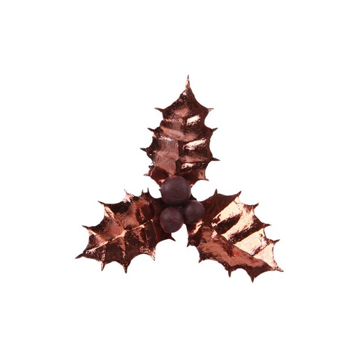 [08030491]  1059841 BRONZE HOLLY LEAF WITH 3 LEAVES 5.5 CM 144PCS ***ON ORDER***