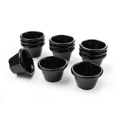 [57661052] HENDI SET 12 RAMEQUINS NOIR UNI 45ML 6X6X3.5CM MELAMINE
