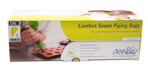 [50104701] GREEN DISPOSABLE BAGS L 53 X 28CM COMFORT 100 PCES