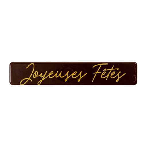 [08082182] 2015851 PLAQUETTE  JOYEUSES FETES CHOCOLAT NOIR 8X1,5CM 120 PCES