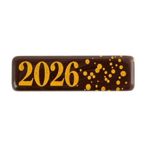 [08039874] 2014525 PLAQUETTE 2026 EN CHOCOLAT NOIR 45 X 13 MM 300 PCES ***S/CD***
