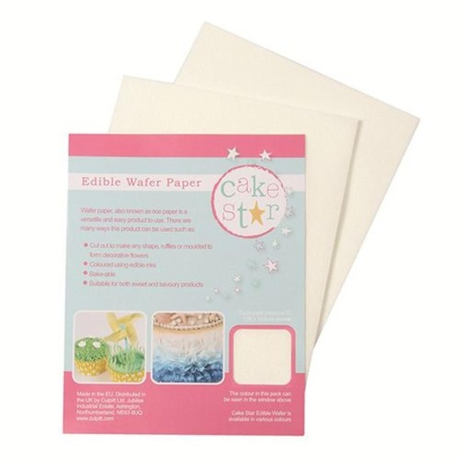 [08053421] CAKE STAR WAFFER PAPER BLANC 178X142MM 12 PCES