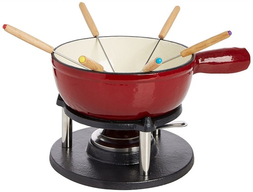 [74500144] BAUMALU SAVOYARD FONDUE ROOD GIETIJZER 21XH8CM CAQUELON MET HANDVAT - 4 TOT 6 STUKS