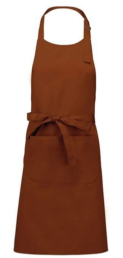 [53141060] KARIBAN APRON BIB + POCKET COCOA OH 90 XL 71 CM POLYESTER/COTTON