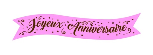 [08050272] BANDEROLE AZYME ROSE JOYEUX ANNIVERSAIRE 160X25MM24 PCES