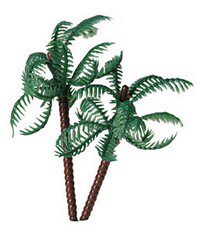 [08075753] DOUBLE GREEN PLASTIC PALM TREES 6 PCS